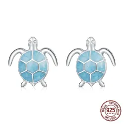 Blue turtle necklace / earrings - set - 925 sterling silverJewellery Sets