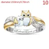 Mother owl with child - crystal ring - "I Will Always Be With You" letteringRings