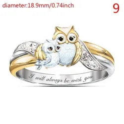 AnillosMadre lechuza con niño - anillo de cristal - inscripción "I Will Always Be With You"