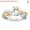 Mother owl with child - crystal ring - "I Will Always Be With You" letteringRings