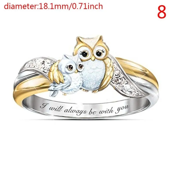 Uglemor med barn - krystalring - "I Will Always Be With You" bogstaver