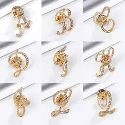 BrochesLetras de cristal inglés - alfabeto - broche de oro