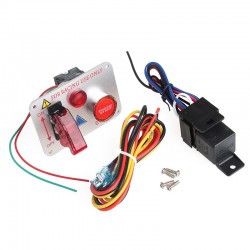 12V - red LED - racing car engine start - push button ignition switch - panel toggleSwitches