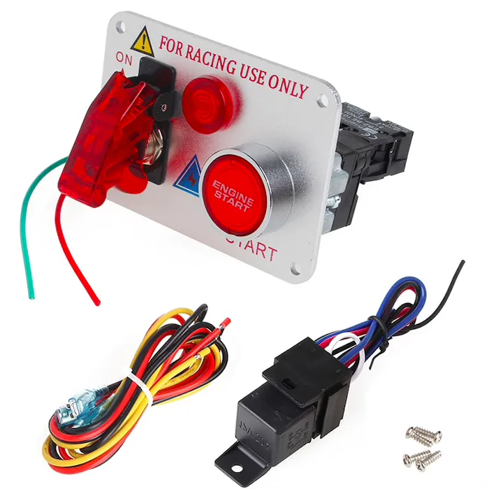 12V - punainen LED - kilpa-auton moottorin käynnistys - painikkeen sytytyskytkin - paneelin vaihtokytkin