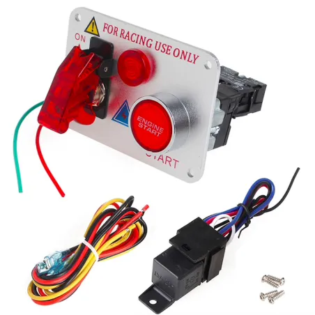 12V - rød LED - motorstart av racerbil - trykkknapp tenningsbryter - panelvippe
