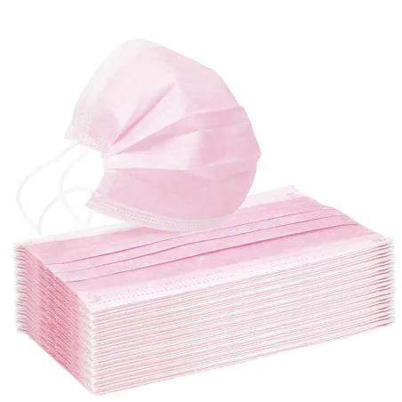 Máscara de proteção bucal / facial - descartável - antibacteriana - rosa