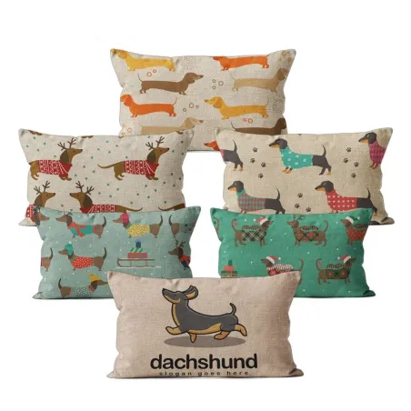 Fodera per cuscino rettangolare - con motivo cani - 30 * 50 cm