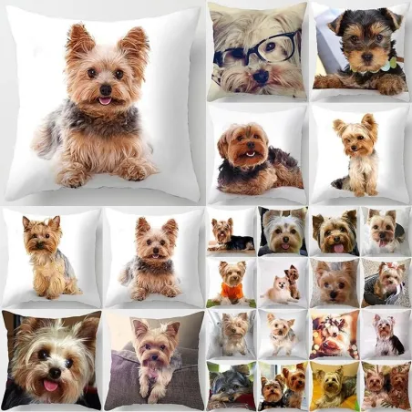 Fodera per cuscino decorativo - Cane Yorkie - 45 * 45 cm