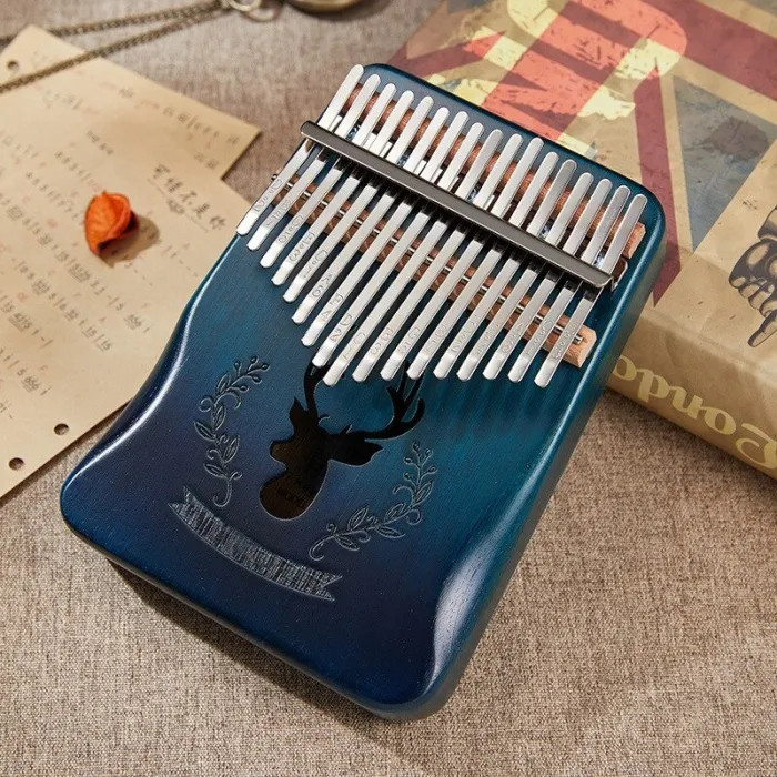 Piano Kalimba de 17 teclas - instrumento musical de madeira com martelo afinador