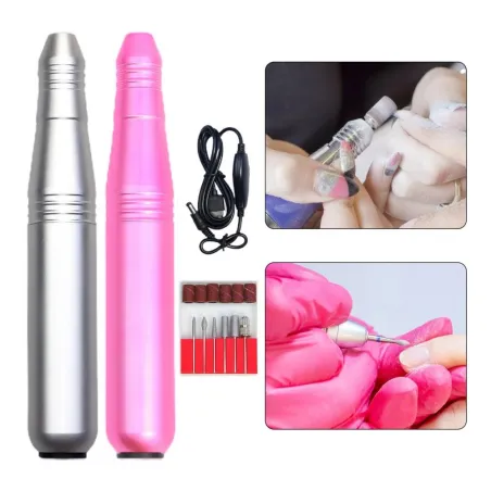 Mini elektryczna polerka do paznokci / wiertarka - zestaw z końcówkami - manicure / pedicure - 35000RPMWiertła Do Paznokci