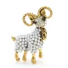 Gylden geit med perler - vintage brosje