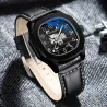CHENXI - montre à quartz mécanique automatique - étanche - design squelette - noir