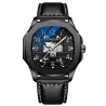 CHENXI - montre à quartz mécanique automatique - étanche - design squelette - noir