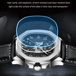 CHENXI - montre à quartz mécanique automatique - étanche - design squelette - argent / bleu