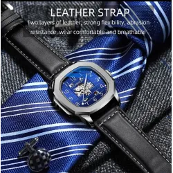 CHENXI - automatic mechanical Quartz watch - waterproof - skeleton design - silver / blueWatches