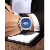 CHENXI - automatic mechanical Quartz watch - waterproof - skeleton design - silver / blueWatches