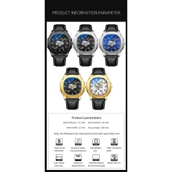 CHENXI - montre à quartz mécanique automatique - étanche - design squelette - or / noir