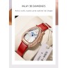 CHENXI - elegant Quartz watch with rhinestones - waterproof - leather strap - redWatches