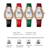 CHENXI - elegant Quartz-klokke med rhinestones - vanntett - lærreim - mørk rød