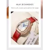 CHENXI - elegant Quartz klocka med strass - vattentät - läderband - grön