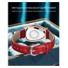 CHENXI - elegant Quartz klocka med strass - vattentät - läderband - grön