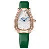 CHENXI - elegant Quartz klocka med strass - vattentät - läderband - grön