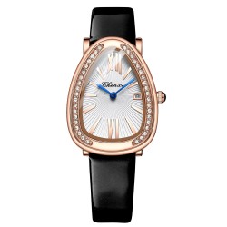CHENXI - elegante relógio de quartzo com strass - à prova d'água - pulseira de couro - preto