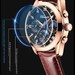 CHENXI - sports Quartz-klokke - vanntett - lærreim - brun / svart