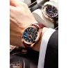 CHENXI - montre de sport à quartz - étanche - bracelet cuir - marron / noir