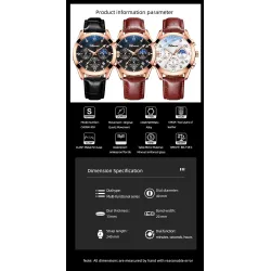 CHENXI - montre de sport à quartz - étanche - bracelet cuir - marron / noir