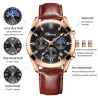 CHENXI - montre de sport à quartz - étanche - bracelet cuir - marron / blanc