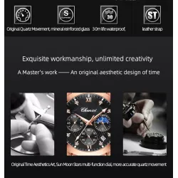 CHENXI - montre de sport à quartz - étanche - bracelet cuir - marron / blanc