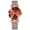CHENXI - montre à quartz de luxe - or rose - acier inoxydable - étanche - rouge
