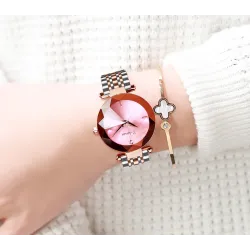 CHENXI - luksuriøs Quartz-klokke - rosa gull - rustfritt stål - vanntett - rosa