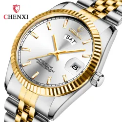 CHENXI – Luxus-Quarzuhr – Chronograph – Doppelkalender – wasserdicht – Edelstahl
