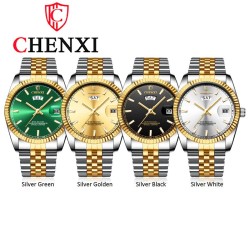 CHENXI - relógio de quartzo de luxo - cronógrafo - calendário duplo - à prova d'água - aço inoxidável