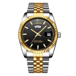 CHENXI - montre à quartz de luxe - chronographe - double calendrier - étanche - acier inoxydable