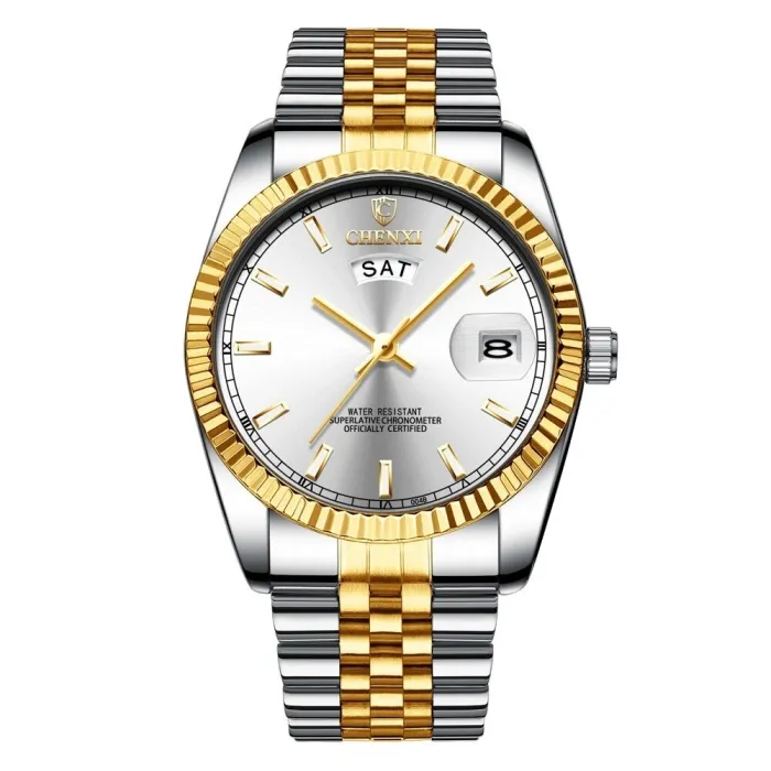 CHENXI - luksus Quartz ur - kronograf - dobbelt kalender - vandtæt - rustfrit stål