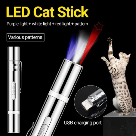 Bâton laser - lumière LED avec motifs - jouet pour animaux de compagnie