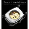 CHENXI - automatic square watch - hollow-carved design - leather strap - black / greenWatches