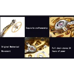 CHENXI - automatic square watch - hollow-carved design - leather strap - silver / greenWatches