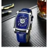 CHENXI - automatic square watch - hollow-carved design - leather strap - silver / blueWatches
