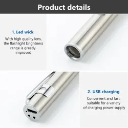 Mini USB zaklamp - verpleging - dokters - RVSZaklampen