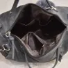 Vintage nubuck skinnveske med nagler / pels pom pom