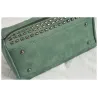 Vintage Tasche aus Nubukleder mit Nieten / Fellbommel