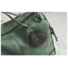 Vintage Tasche aus Nubukleder mit Nieten / Fellbommel