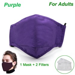 Masque de protection visage/bouche - avec 2 filtres à charbon actif PM25 - réutilisable