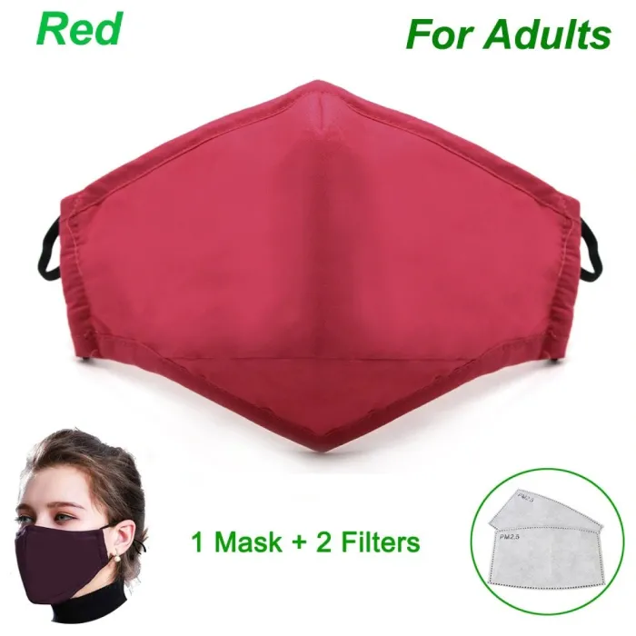 Masque de protection visage/bouche - avec 2 filtres à charbon actif PM25 - réutilisable