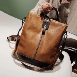 Zaino in pelle vintage - borsa a tracolla - grande capienza