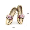Retro brooch - golden shoes / rhinestones flowersBrooches